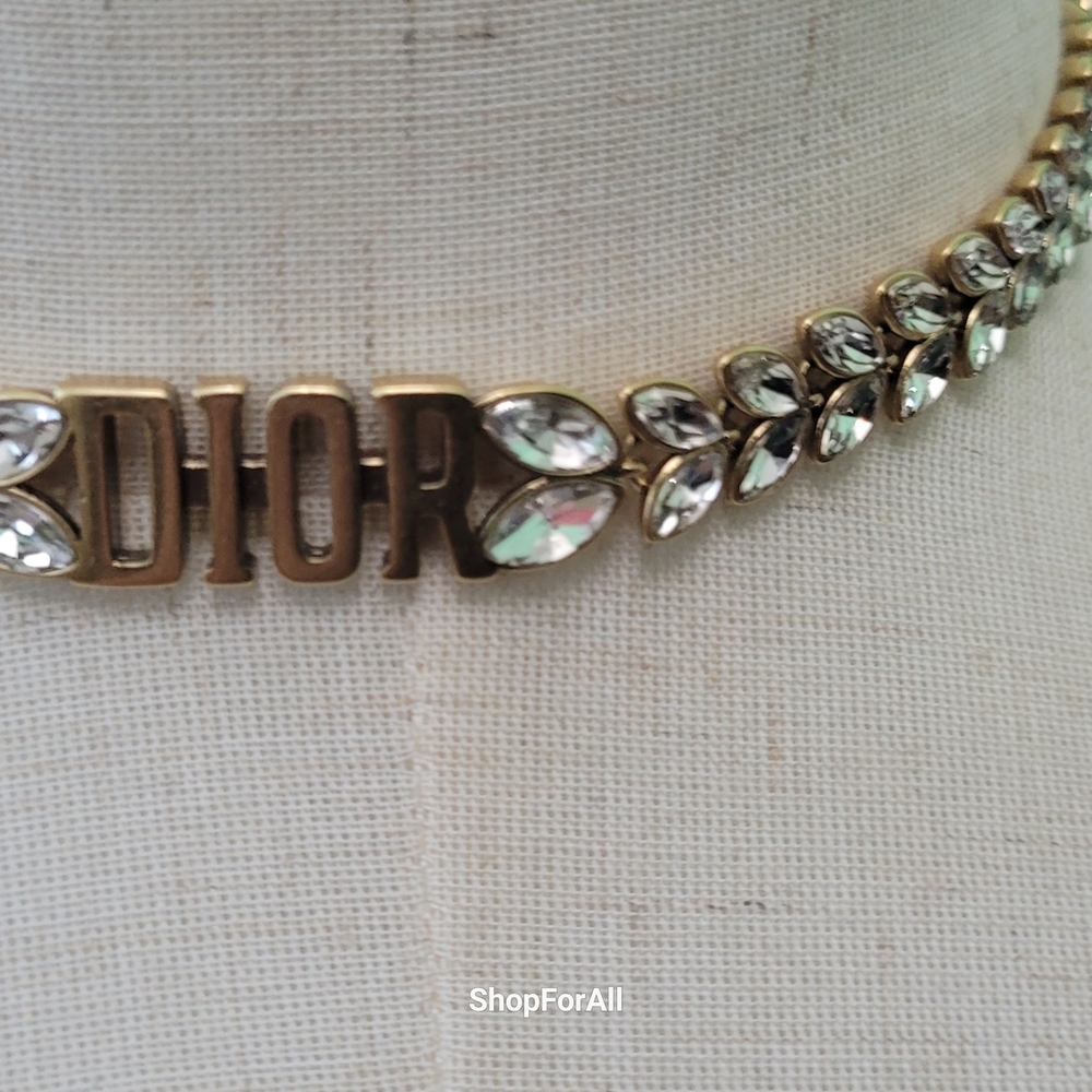 Dior Gold and Silver Coker Necklace with Crystal Accents With Box - Picture 9 of 16
